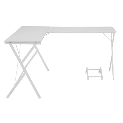 White L-Shaped Computer Desk - Corner Office Storage