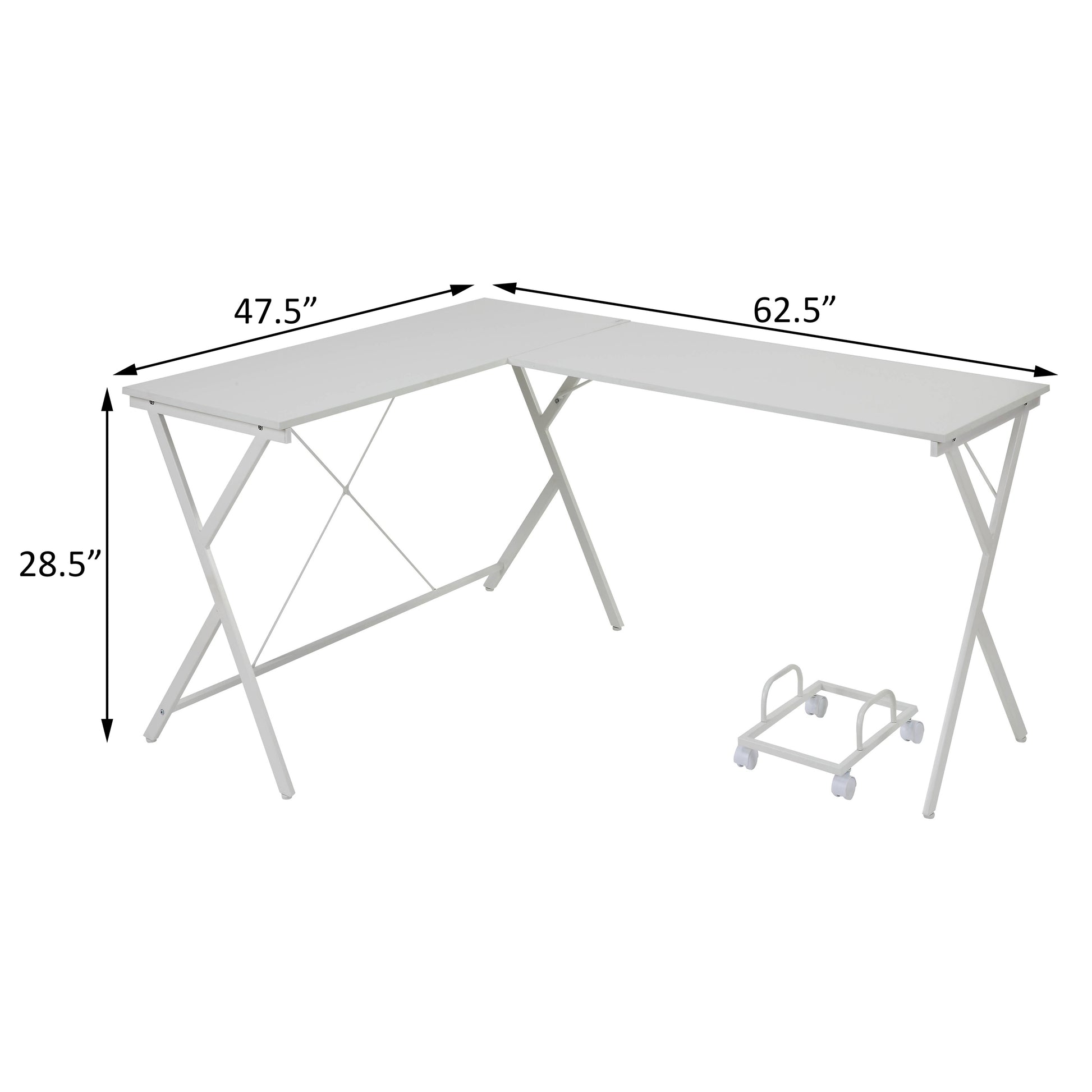 White L-Shaped Computer Desk - Corner Office Storage