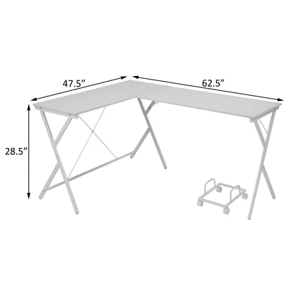 White L-Shaped Computer Desk - Corner Office Storage