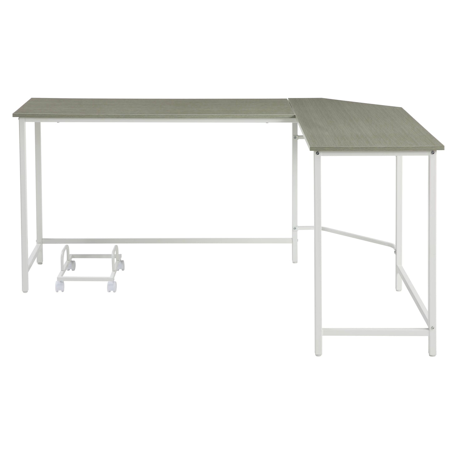Grey and White L-Shape Computer Desk - Modern Office Desk