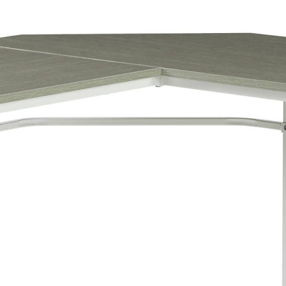 Grey and White L-Shape Computer Desk - Modern Office Desk