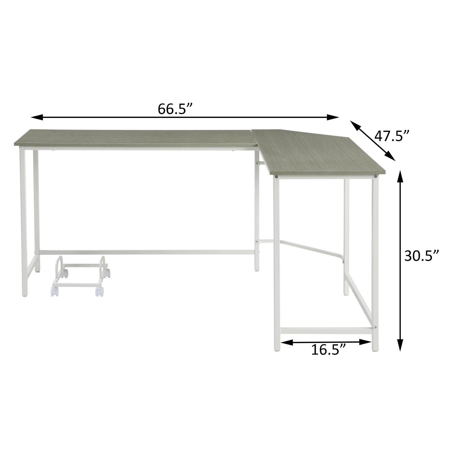 Grey and White L-Shape Computer Desk - Modern Office Desk