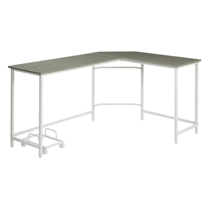 Grey and White L-shape Computer Desk