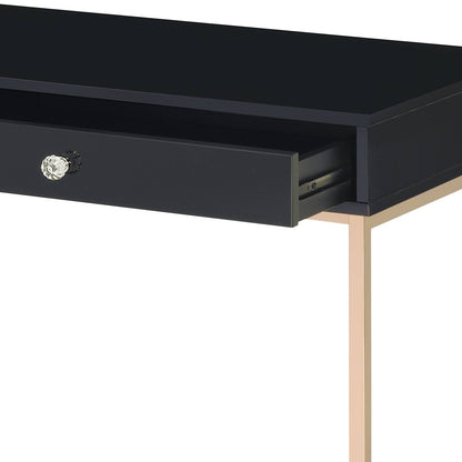 Black Gold Wood Metal Writing Desk for Modern Office Productivity for Home Office