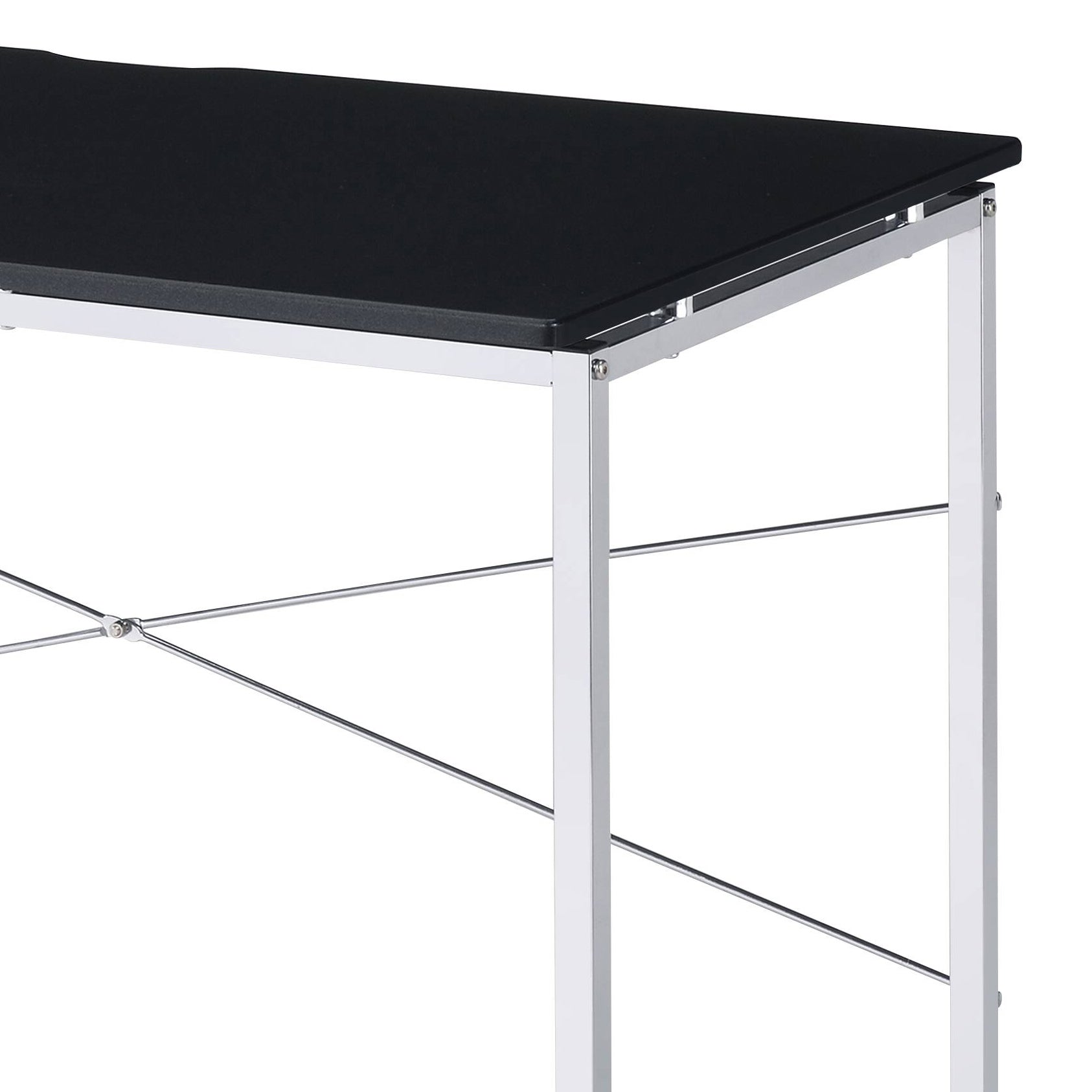 Black & Silver Writing Desk with Shelves - Office Desk