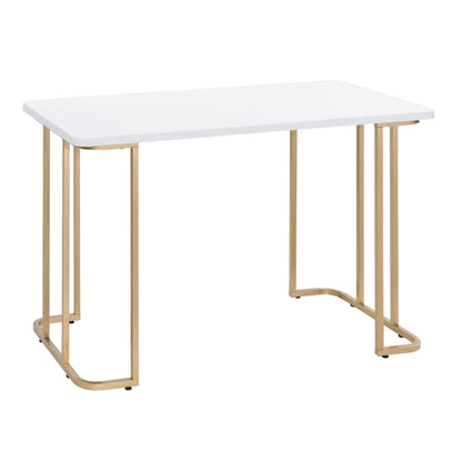 White and Gold Writing Desk - Rustic Computer Desk