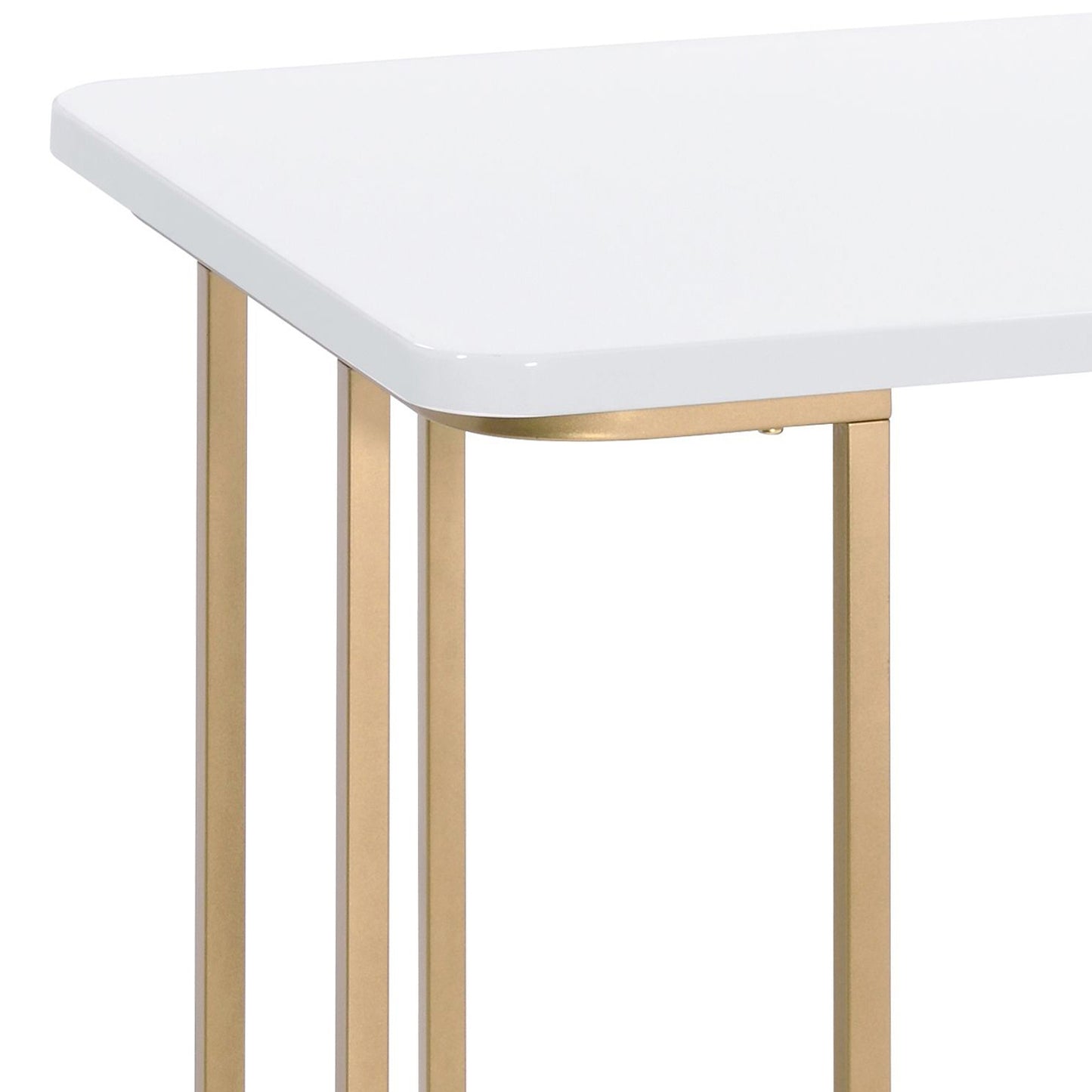 White and Gold Writing Desk - Rustic Computer Desk