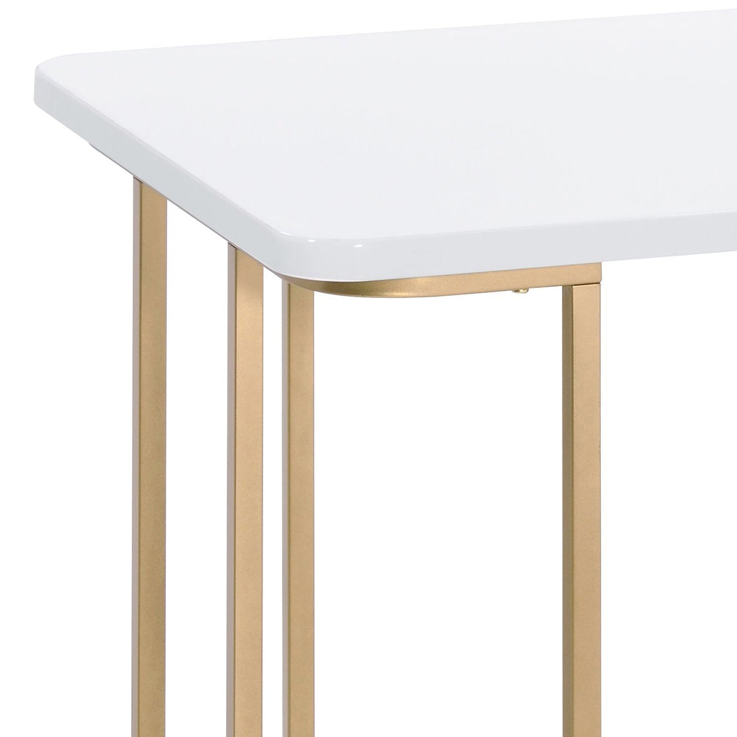 White and Gold Writing Desk - Rustic Computer Desk