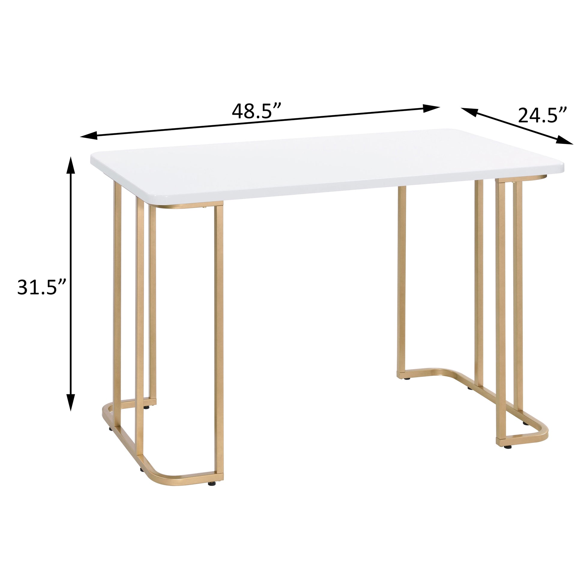 White and Gold Writing Desk - Rustic Computer Desk