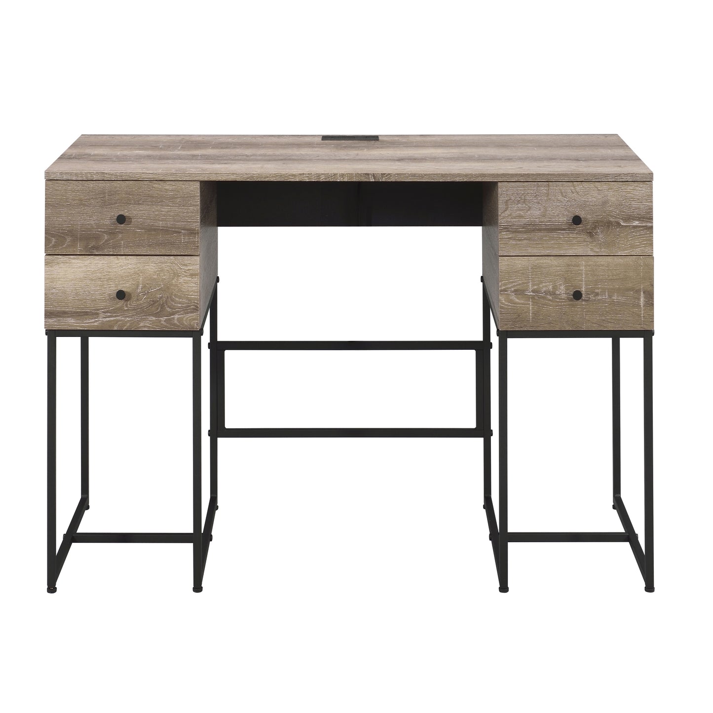 Modern Rustic Oak Writing Desk with 4 Storage Drawers