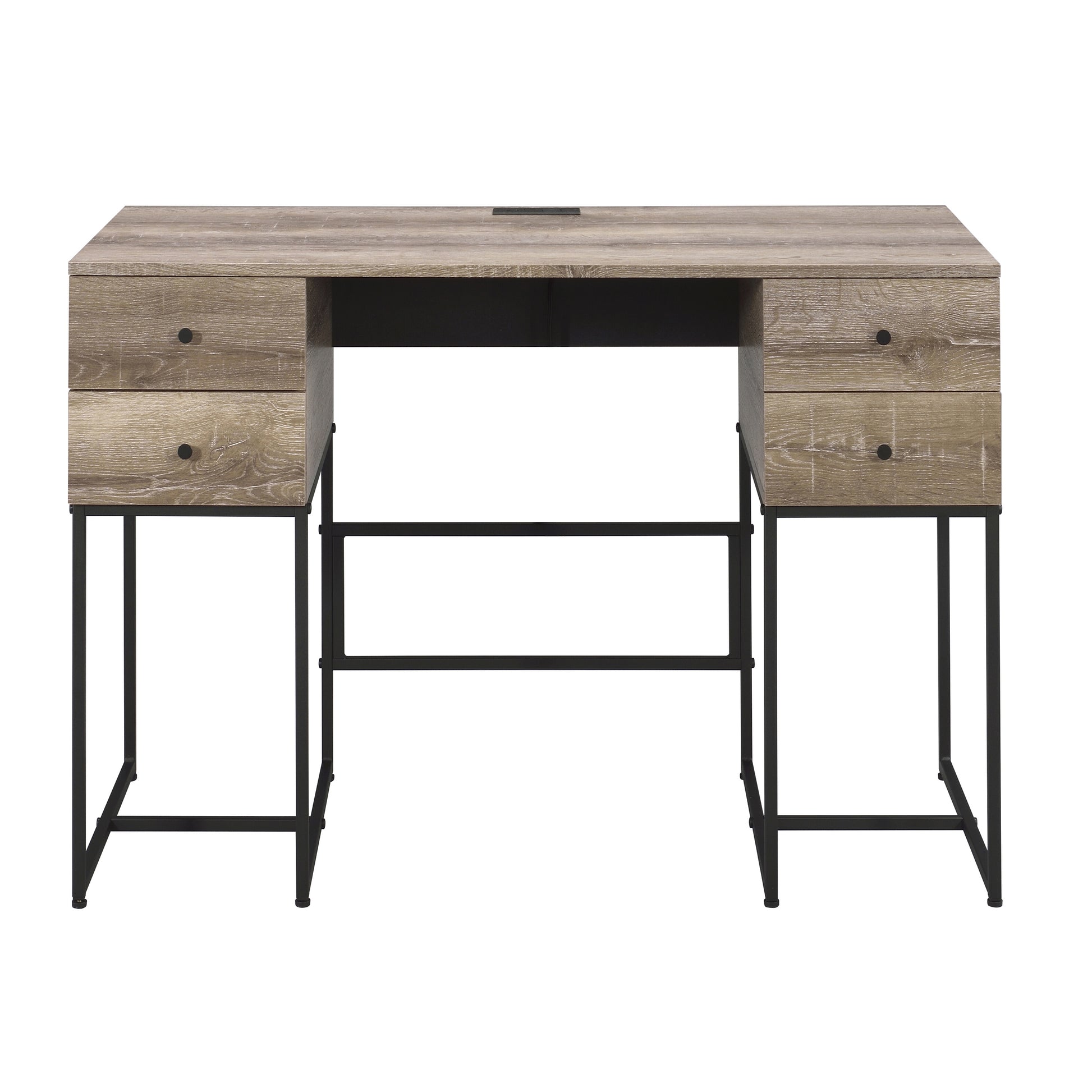 Modern Rustic Oak Writing Desk with 4 Storage Drawers