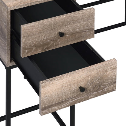 Modern Rustic Oak Writing Desk with 4 Storage Drawers