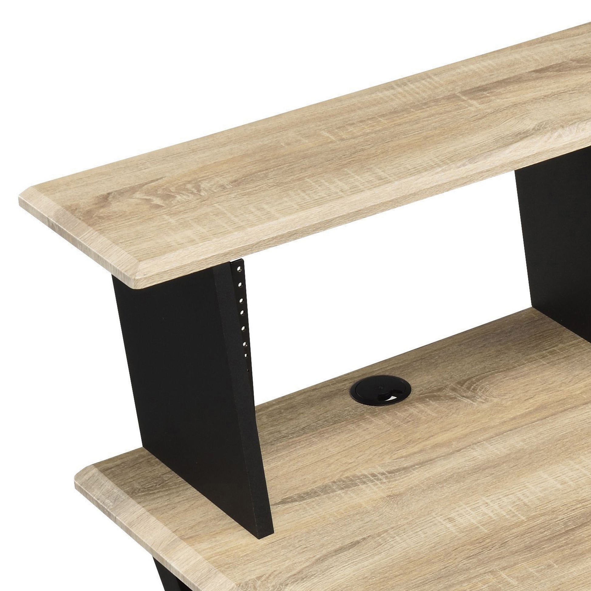 Natural Black Computer Desk with Shelves & Keyboard Tray for Home Office