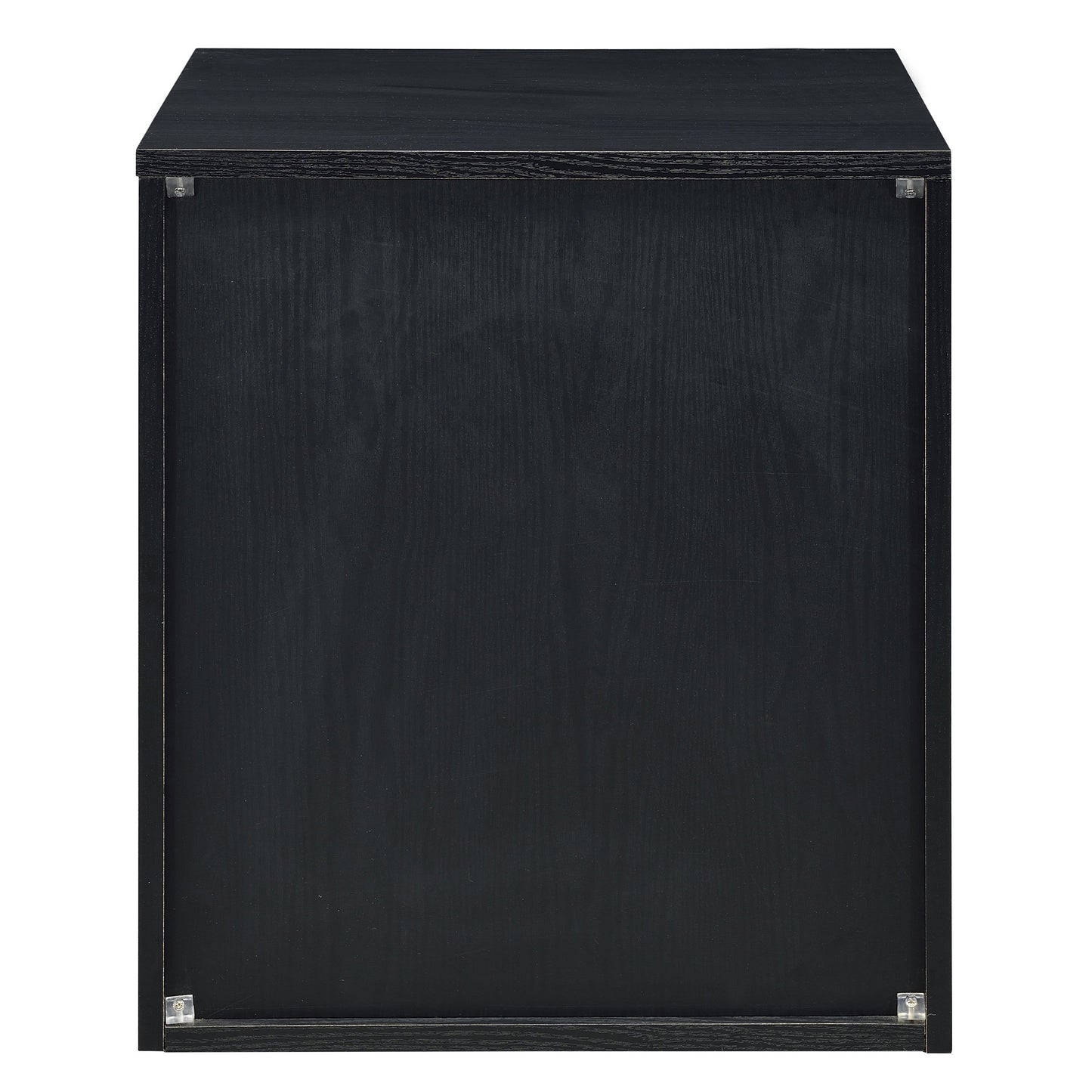 Black and Silver Industrial Nightstand with 2 Drawers