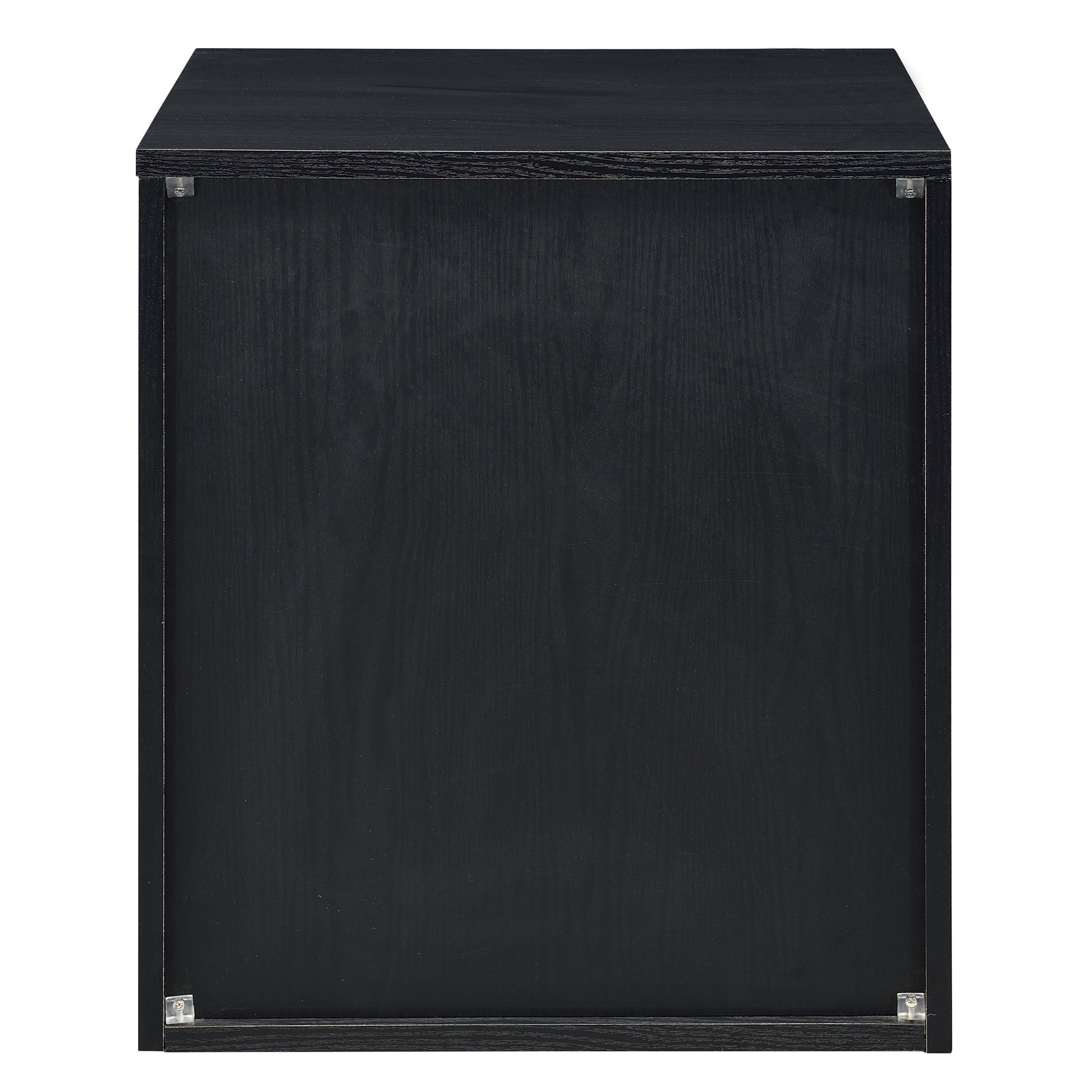 Black and Silver Industrial Nightstand with 2 Drawers