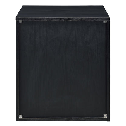 Black and Silver Industrial Nightstand with 2 Drawers