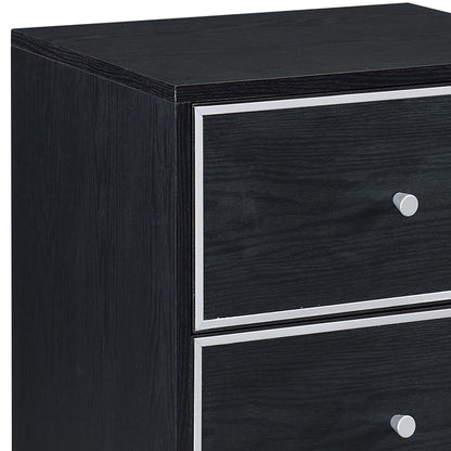 Black and Silver Industrial Nightstand with 2 Drawers
