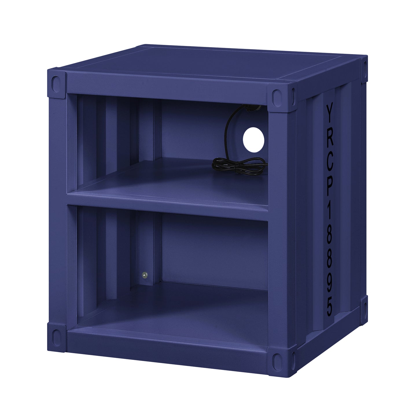 Blue Metal Nightstand with Shelves - Bedroom Storage