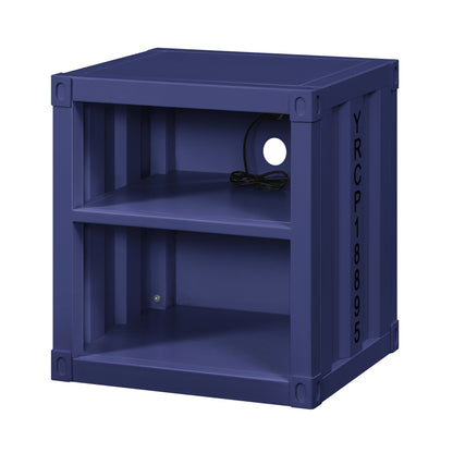 Blue Metal Nightstand with Shelves - Bedroom Storage