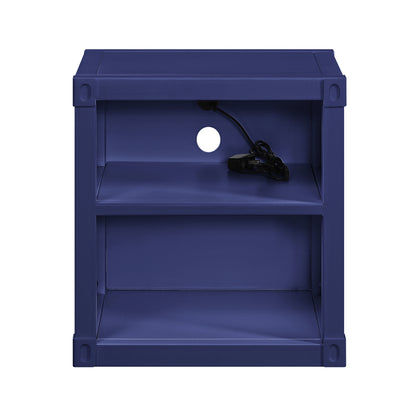 Blue Metal Nightstand with Shelves - Bedroom Storage
