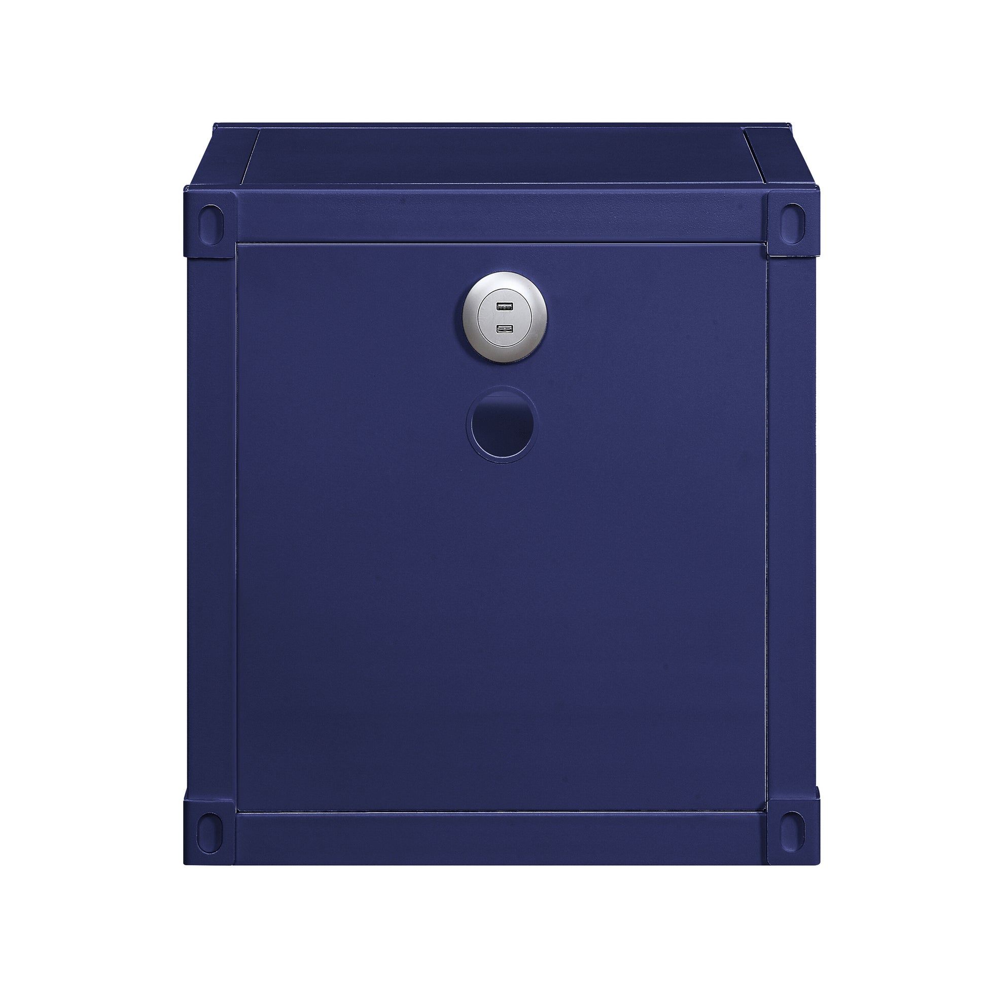 Blue Metal Nightstand with Shelves - Bedroom Storage