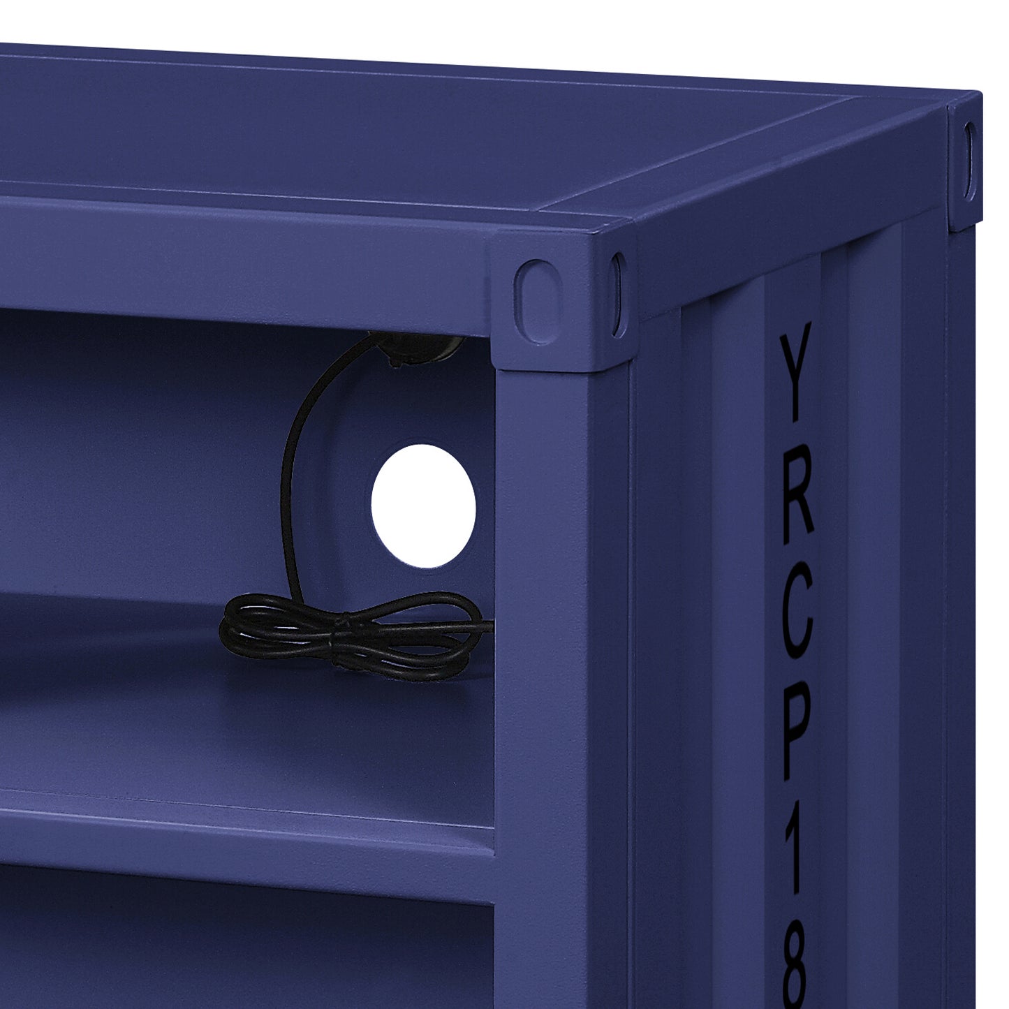 Blue Metal Nightstand with Shelves - Bedroom Storage