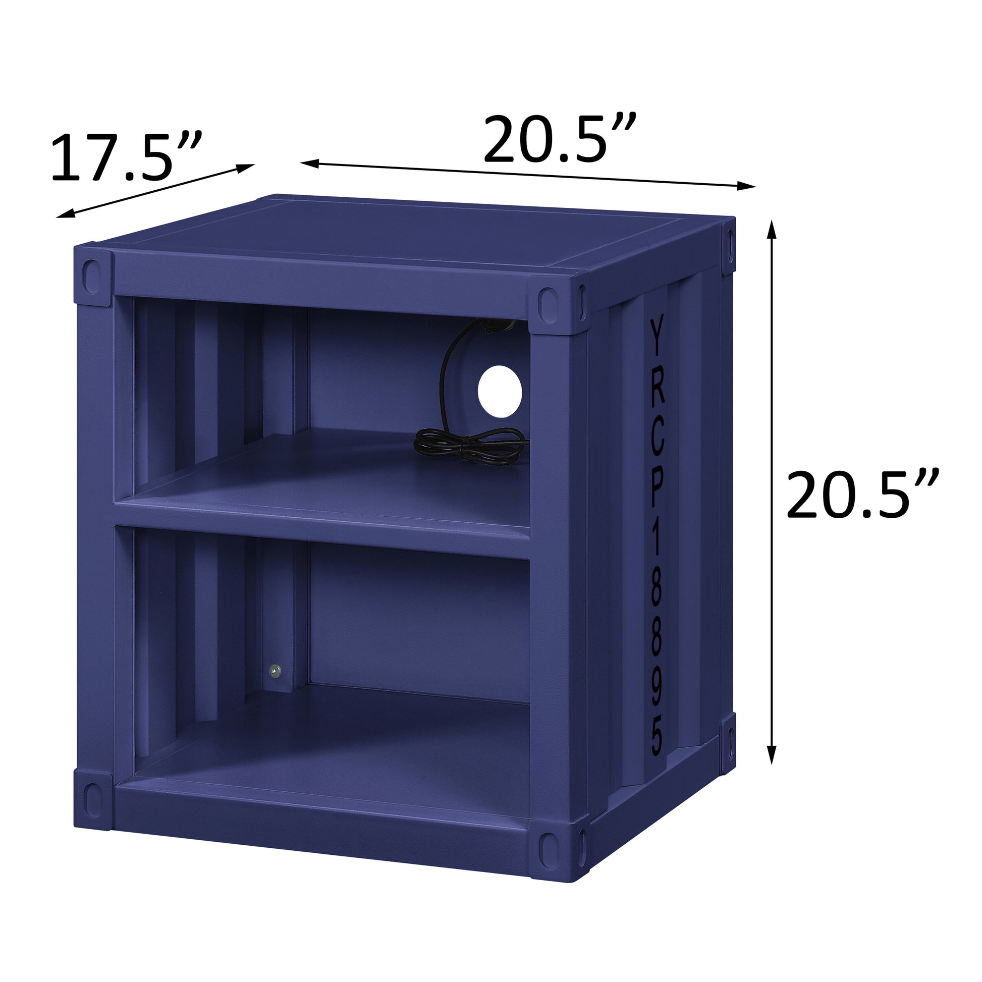 Blue Metal Nightstand with Shelves - Bedroom Storage