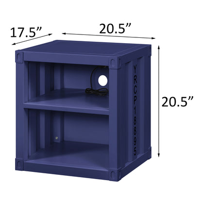 Blue Metal Nightstand with Shelves - Bedroom Storage
