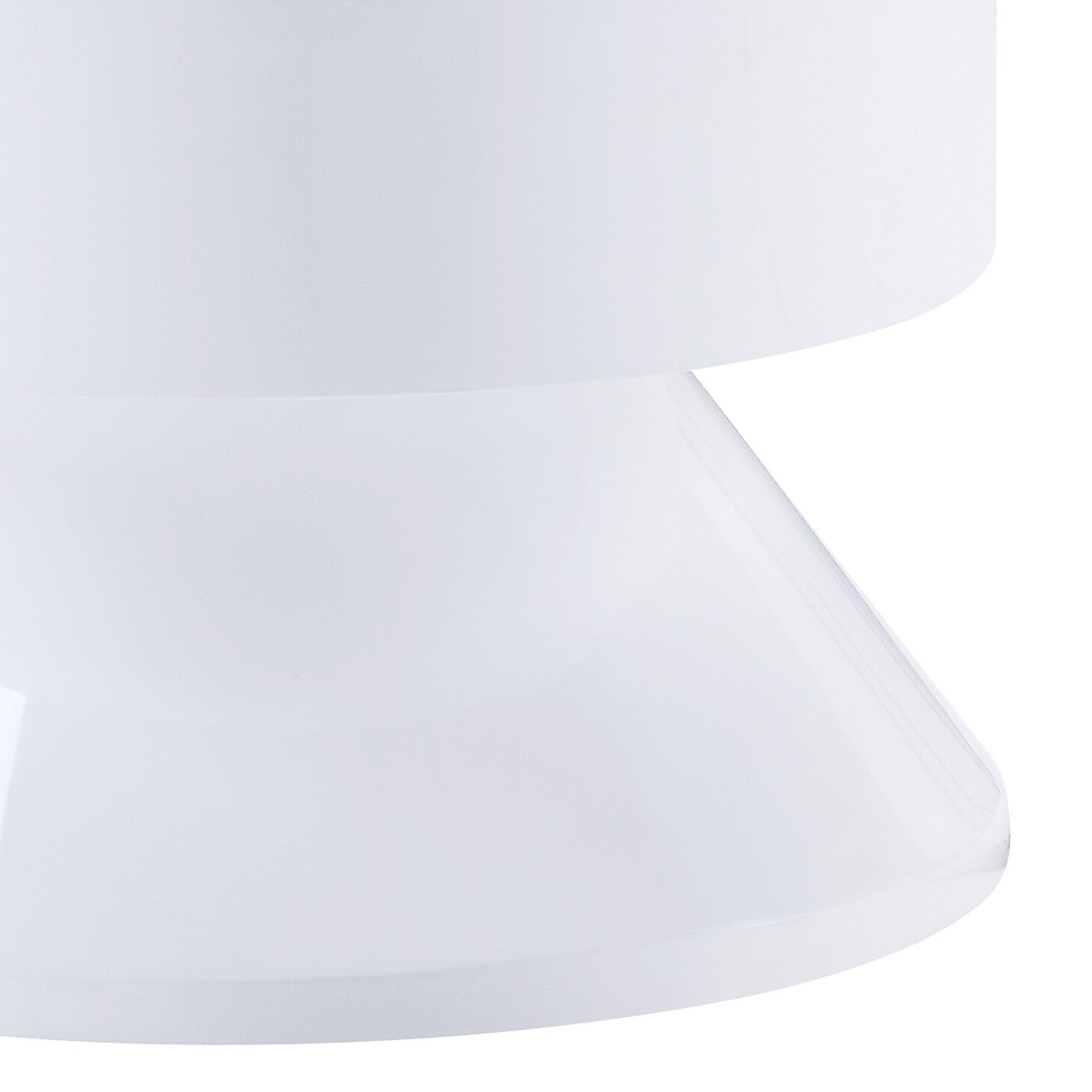 Round White Wood Nightstand with One Drawer