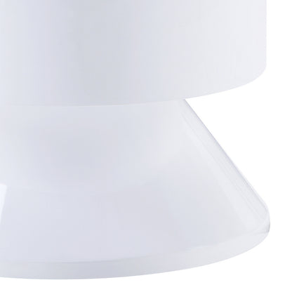 Round White Wood Nightstand with One Drawer