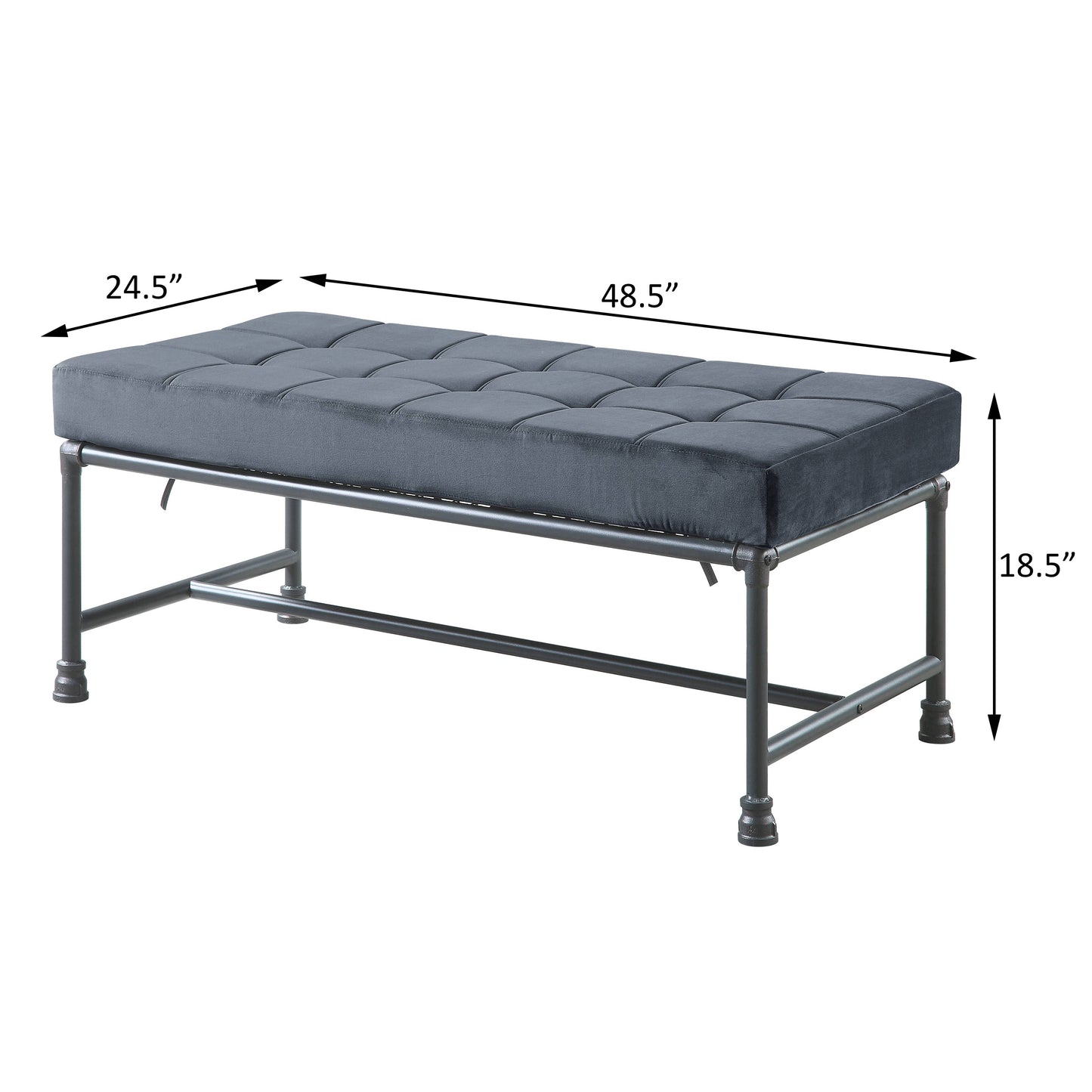 Grey Industrial Fabric Bed Bench - 48.5" x 24.5"