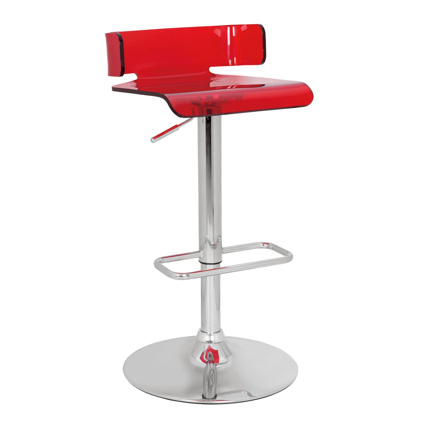 Red Metal Adjustable Swivel Bar Stool - Bedroom Use