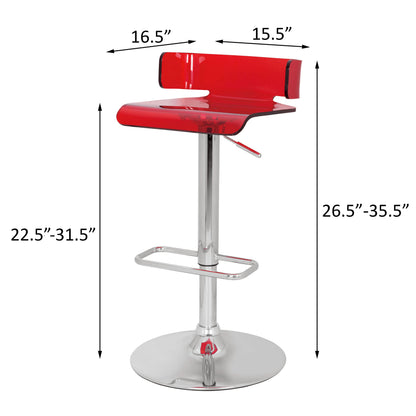 Red Metal Adjustable Swivel Bar Stool - Bedroom Use