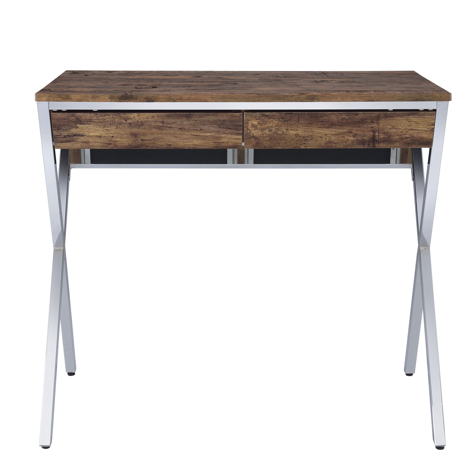 Rustic Oak Writing Desk with 2 Drawers - Office Desk