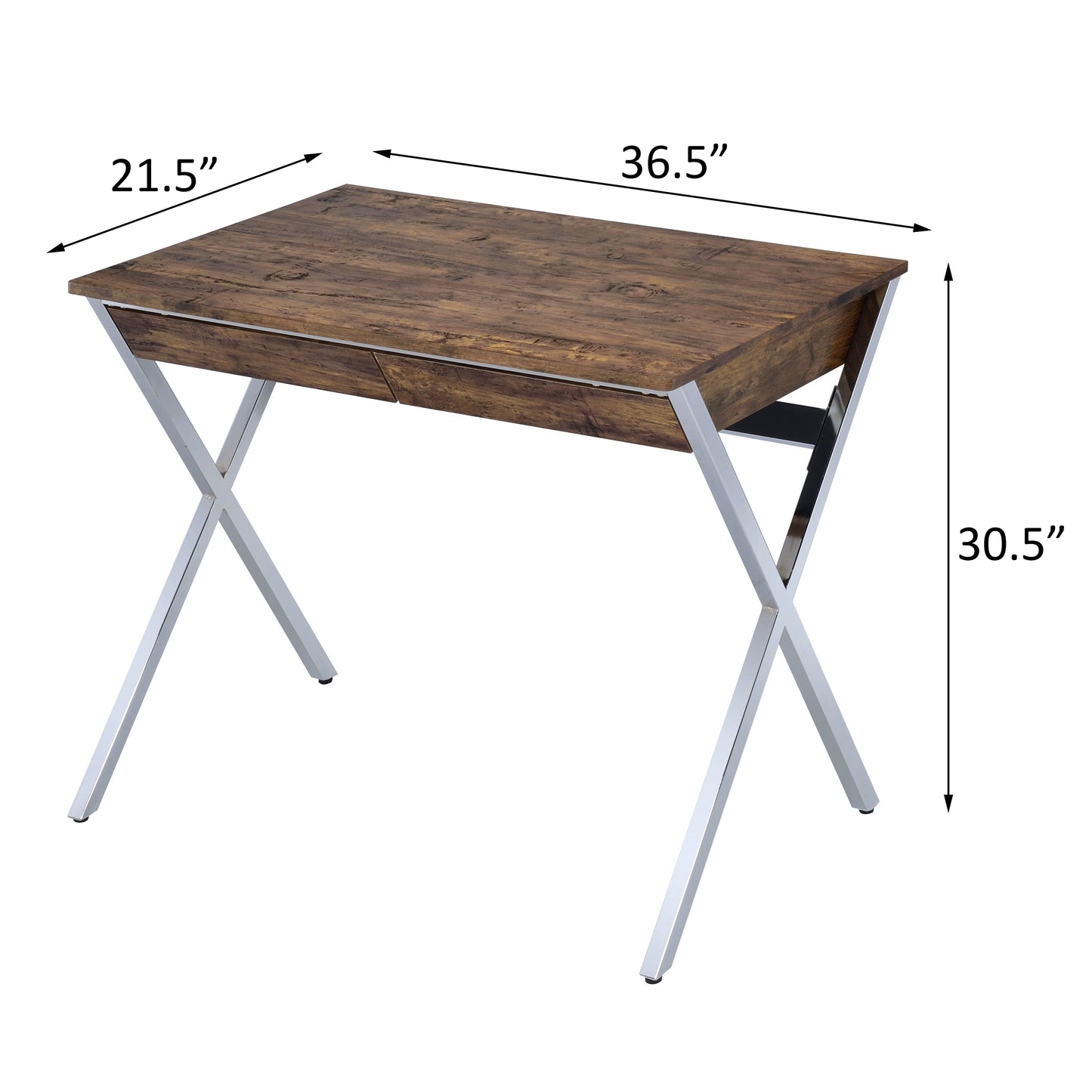 Rustic Oak Writing Desk with 2 Drawers - Office Desk