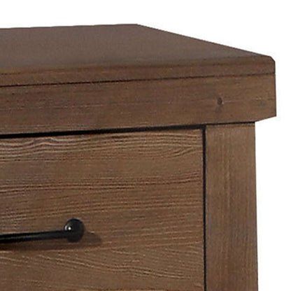 Antique Oak 2-Drawer Nightstand - Farmhouse Style