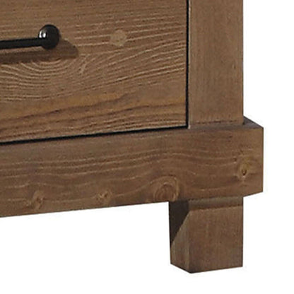 Antique Oak 2-Drawer Nightstand - Farmhouse Style