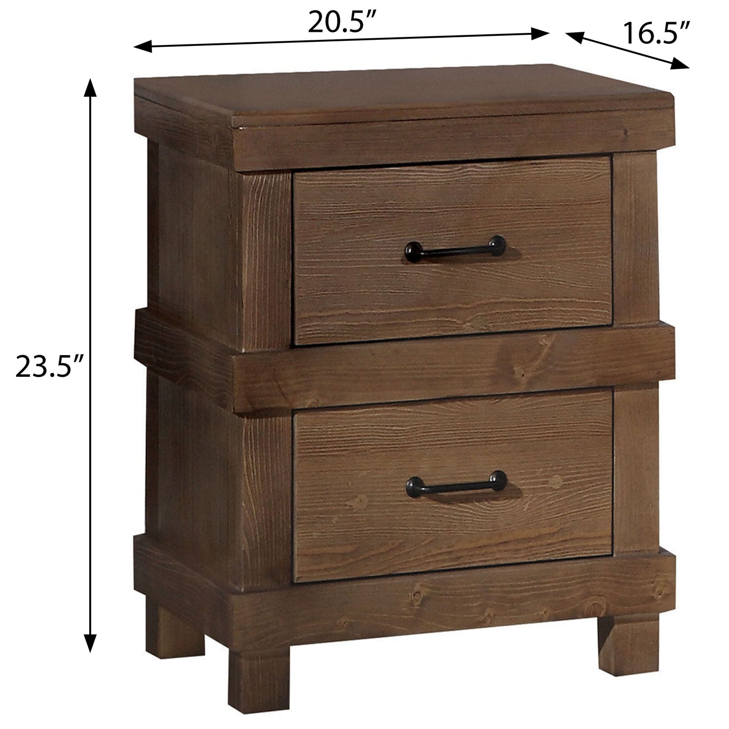Antique Oak 2-Drawer Nightstand - Farmhouse Style