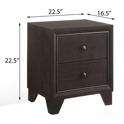 Espresso 2-Drawer Nightstand - Bedroom Storage