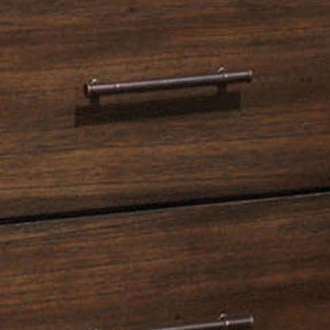Vintage Oak Rubberwood Nightstand with Two Drawers for Bedroom Storage