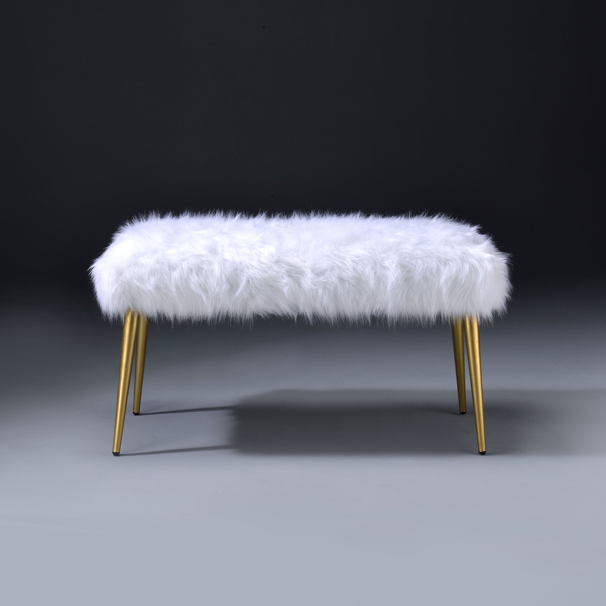 White and Gold Bench with Straight Legs