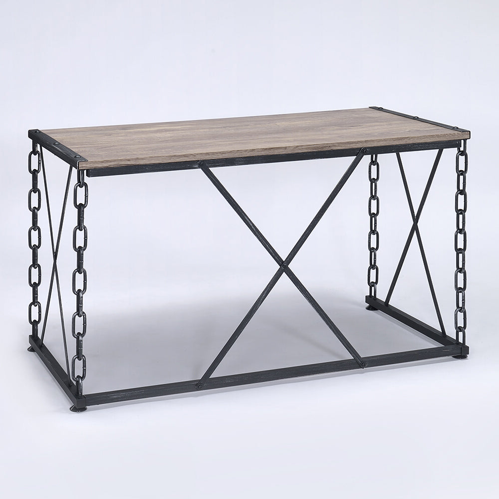 Rustic Wooden Rectangular Desk - Industrial Style for Home Office