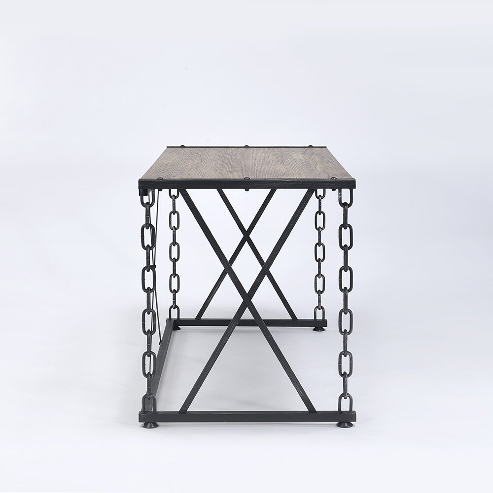 Rustic Wooden Rectangular Desk - Industrial Style for Home Office