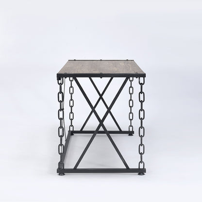 Rustic Wooden Rectangular Desk - Industrial Style for Home Office