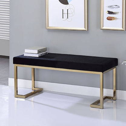 Black Gold Fabric Metal Bedroom Bench