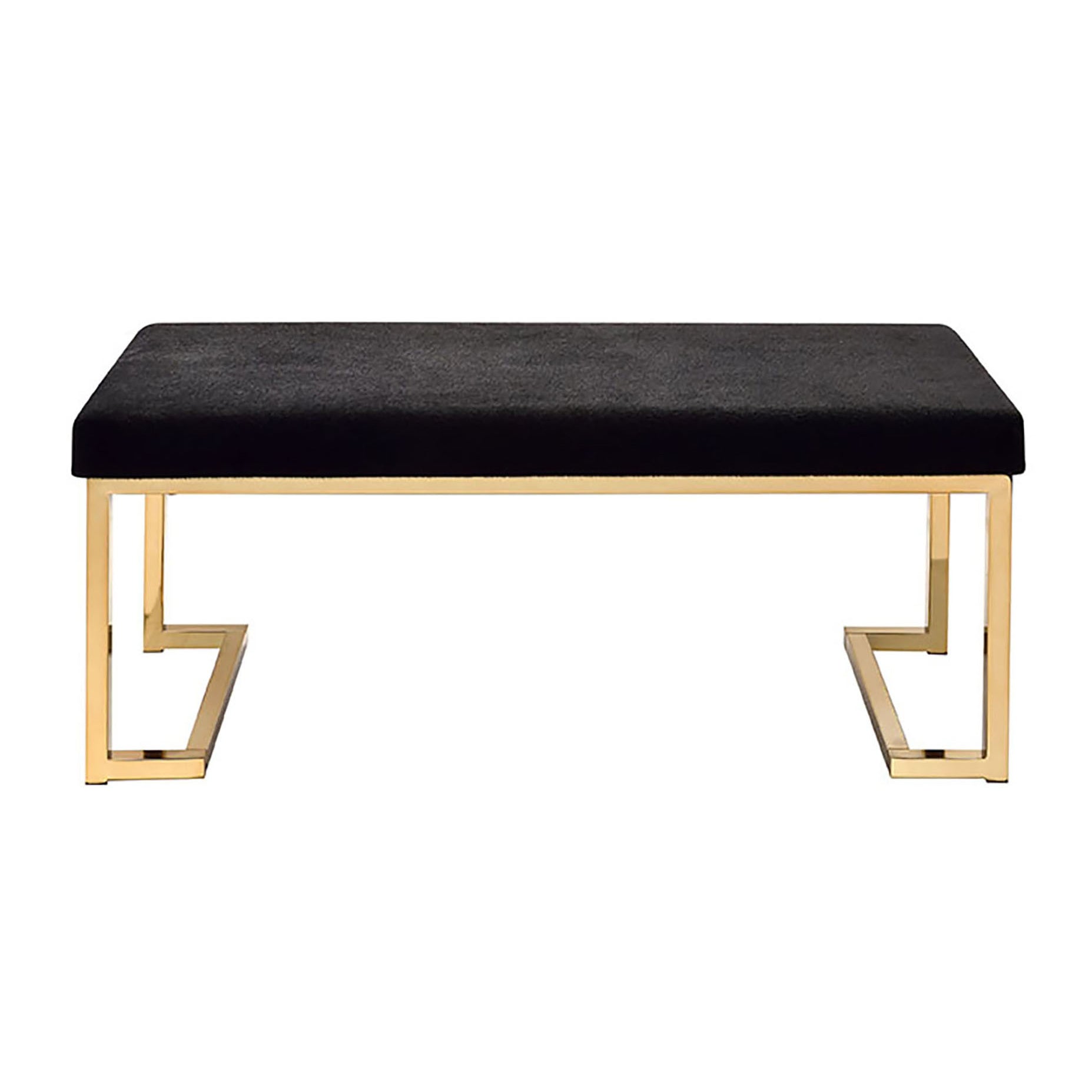 Black Gold Fabric Metal Bedroom Bench