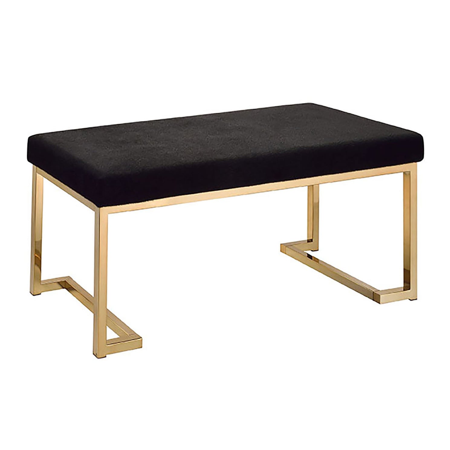 Black Gold Fabric Metal Bedroom Bench