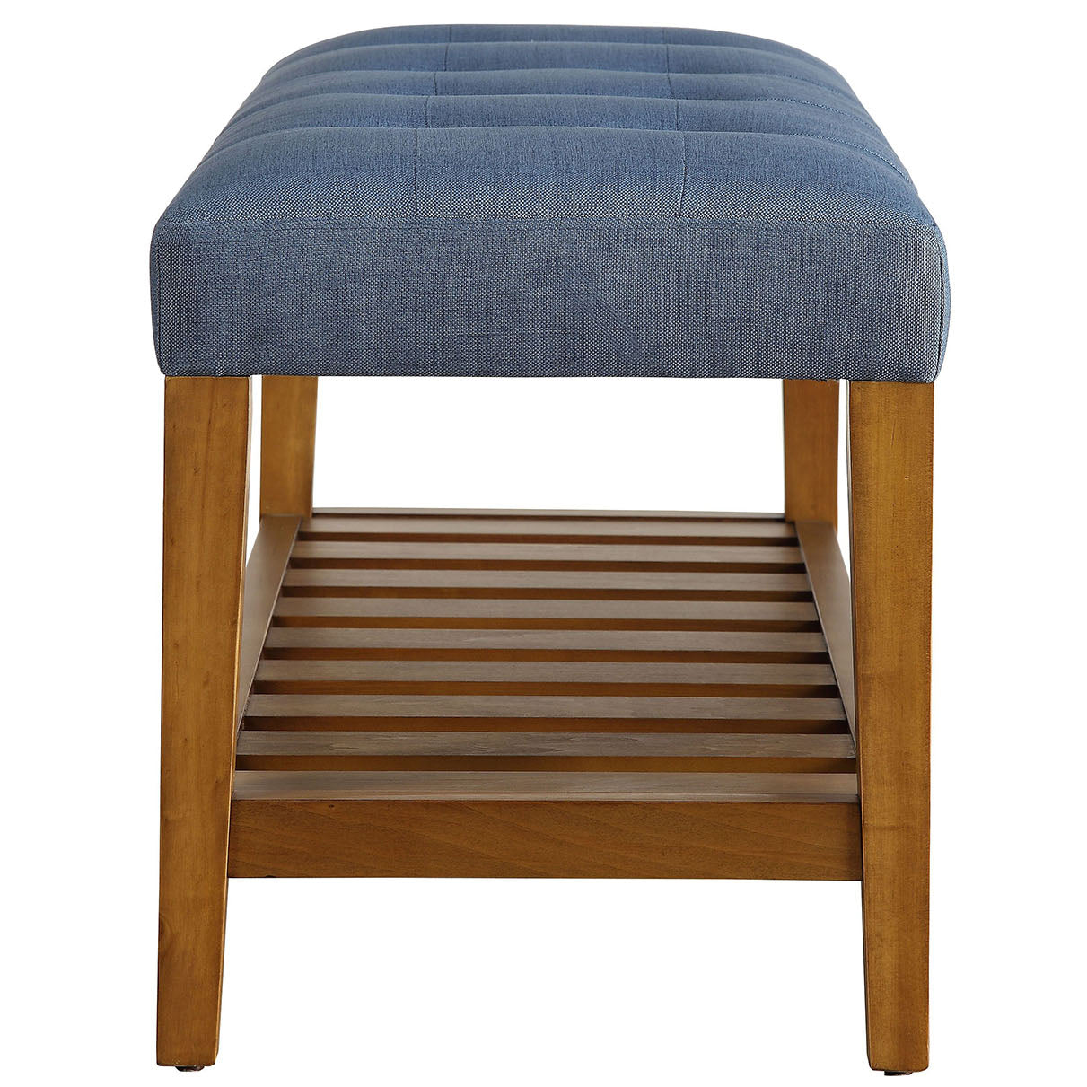 Light Blue Wood Frame Bed Bench with Storage