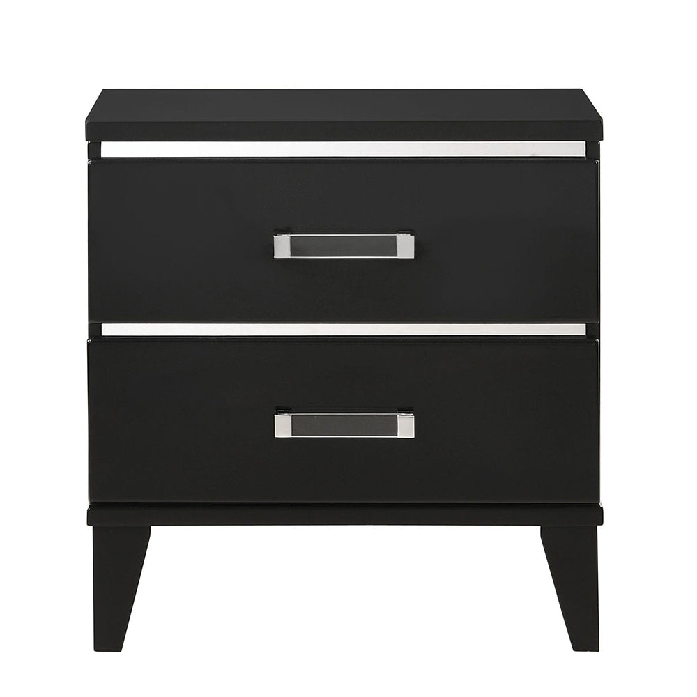 Black Rectangle 2 Drawer Nightstand - Bedroom Storage