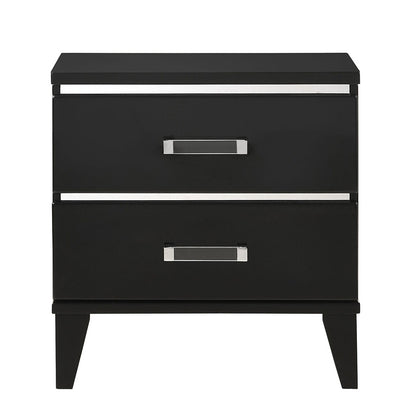 Black Rectangle 2 Drawer Nightstand - Bedroom Storage